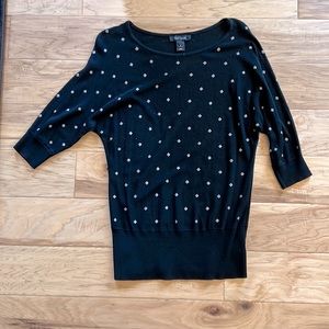 White House Black Market elbow sleeve sweater black and gold size S